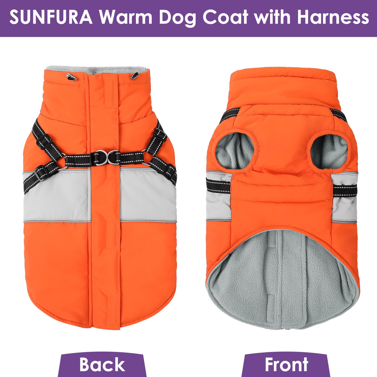 SUNFURA talla adaptable para perros pequeños y medianos, ejemplo naranja