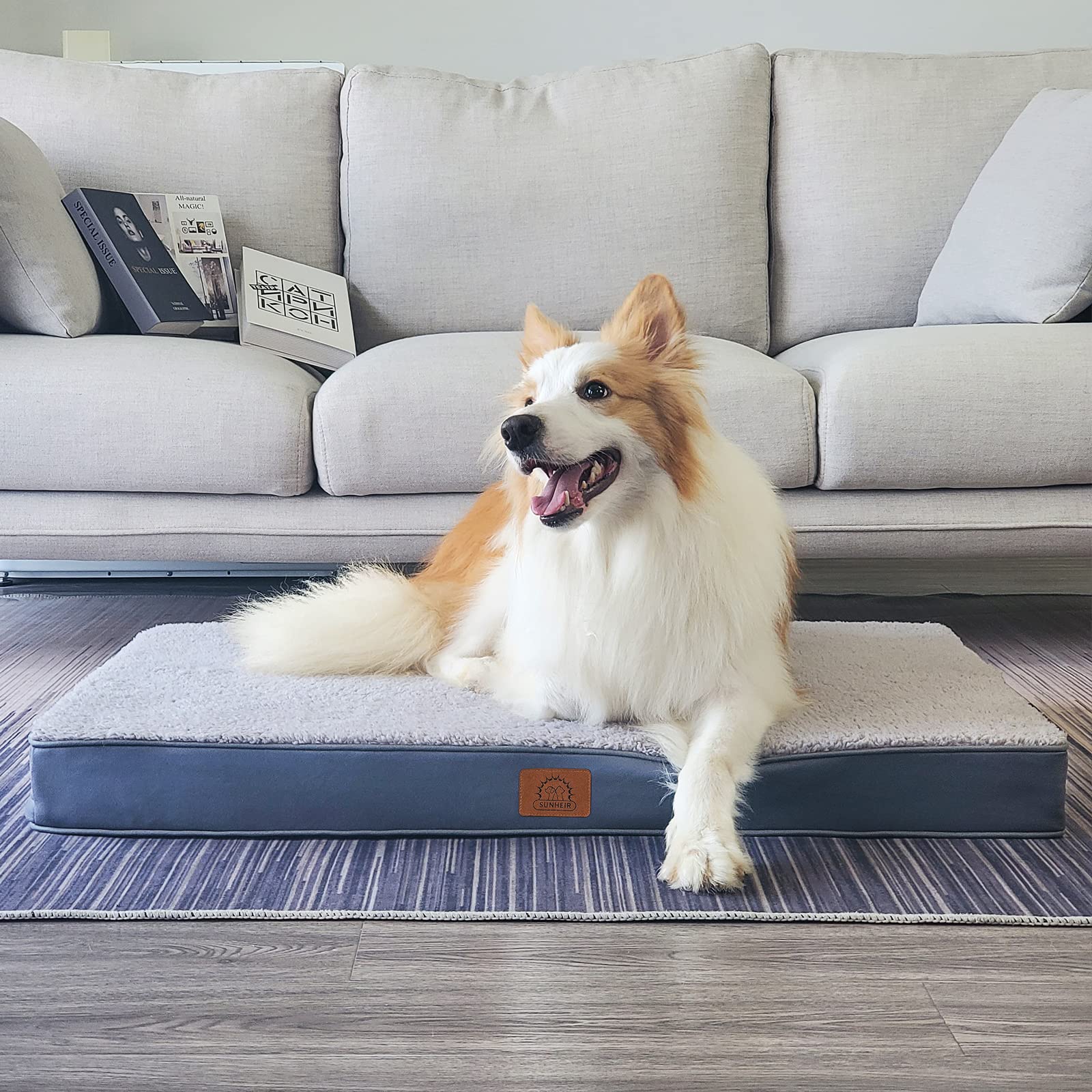 Sunheir cama rectangular para perros grandes, perfecta para dormir estirado.