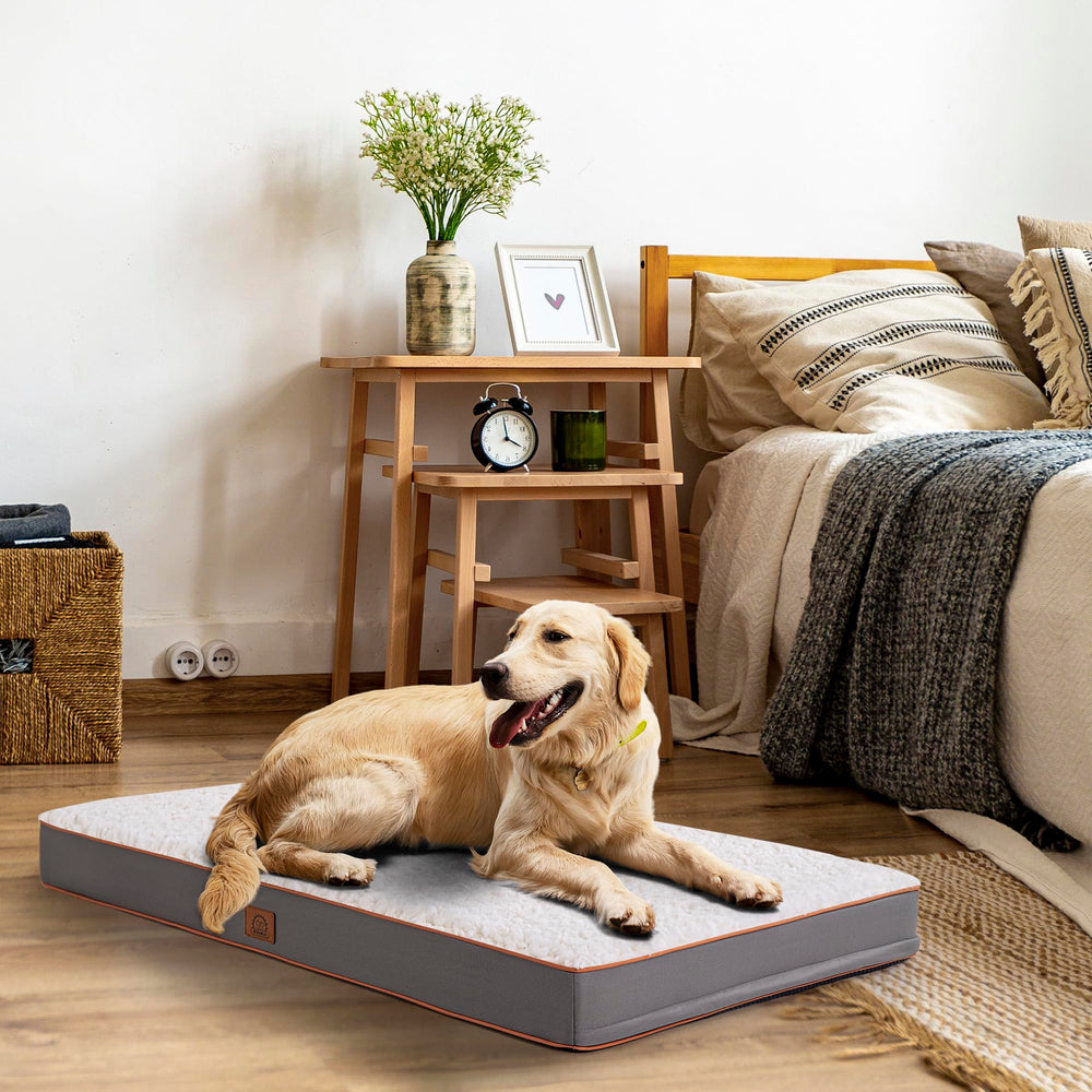 Sunheir cama XXL para perro con superficie de peluche sherpa, descanso suave.