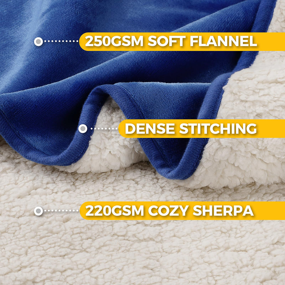 Sunheir manta reversible sherpa-franela en color azul para uso todo el año.