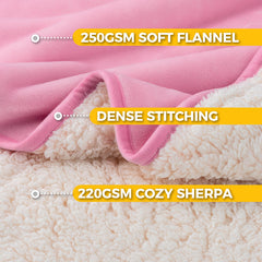 Sunheir manta doble cara sherpa rosa destaca calidez y reversibilidad para todo el año.