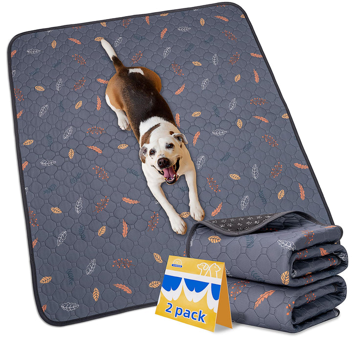 Sunheir almohadilla lavable para perro, gris con hojas, ideal para entrenamiento diario