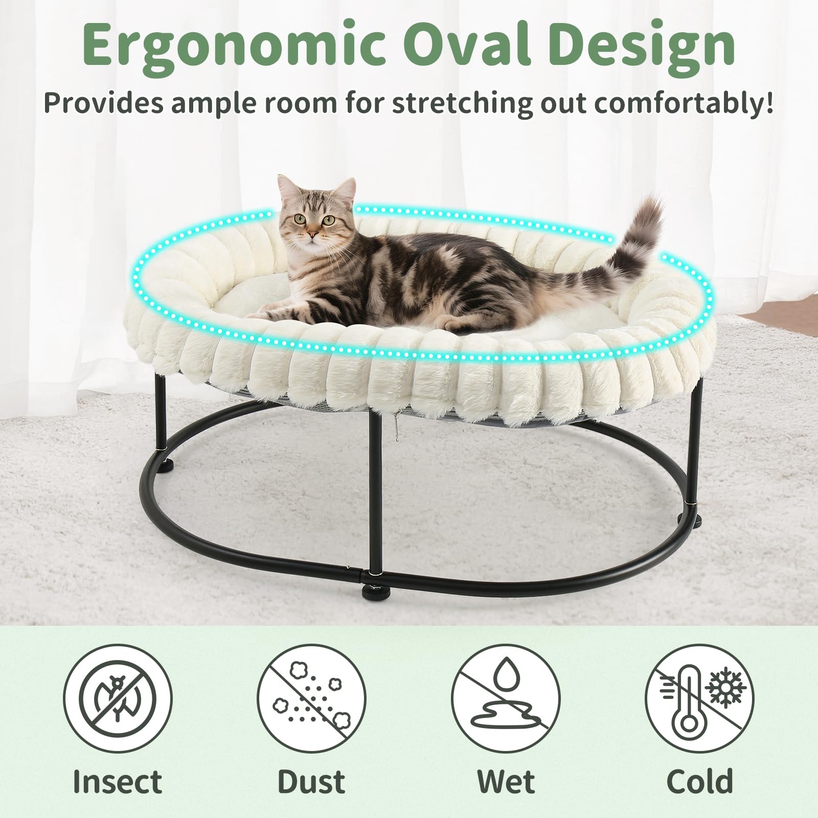Sunhoo Cama Gato Elevada Detalle Colchon: acolchado suave y funda lavable