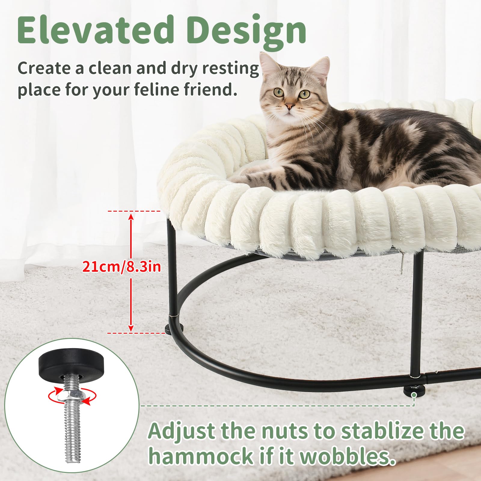 Sunhoo Cama Gato Elevada Lateral: base estable para varias mascotas