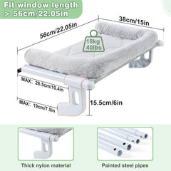 Sunhoo Gato Hamaca Ventana - abrazaderas ajustables para instalación sin herramientas.
