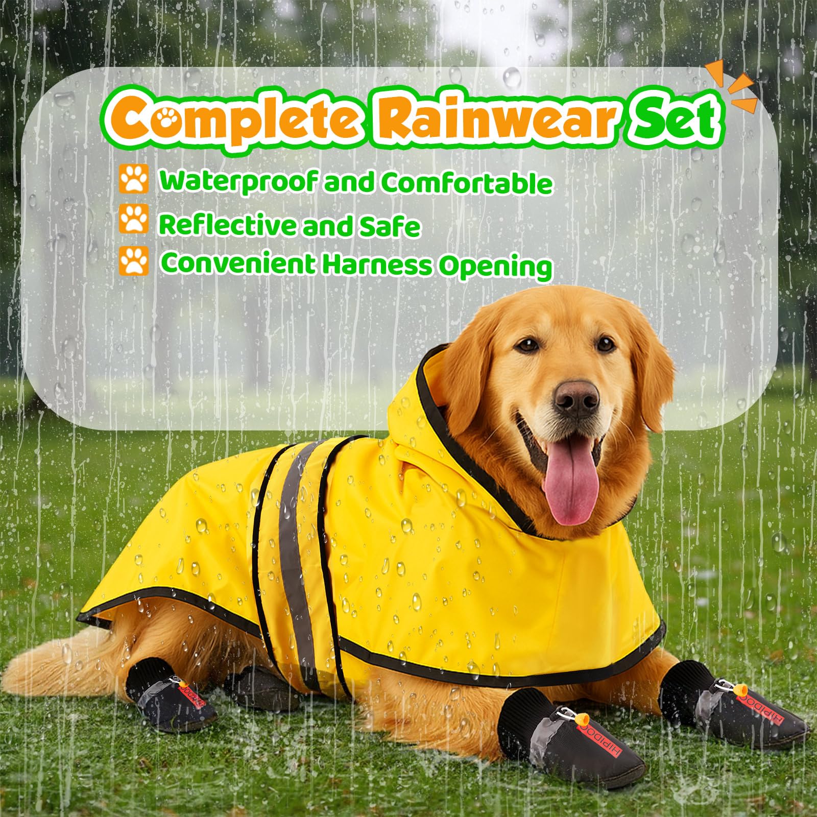 Diseño impermeable Sunnymove para perros de 50–70 libras en clima lluvioso