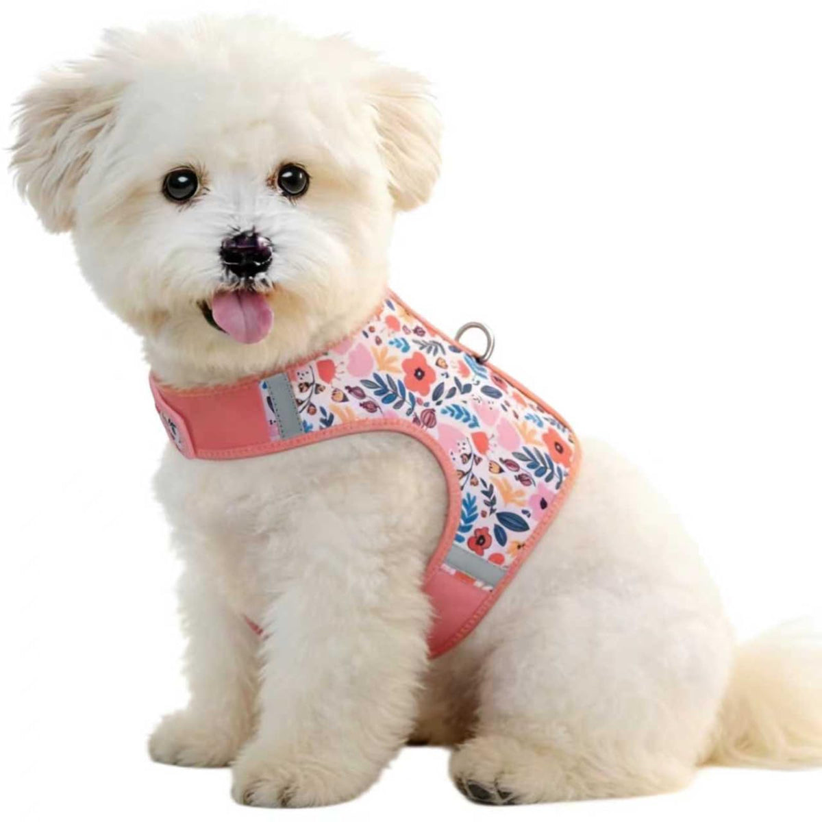 Arnés Sunraymascota para perro pequeño, rosa floral, ajuste seguro y cómodo.