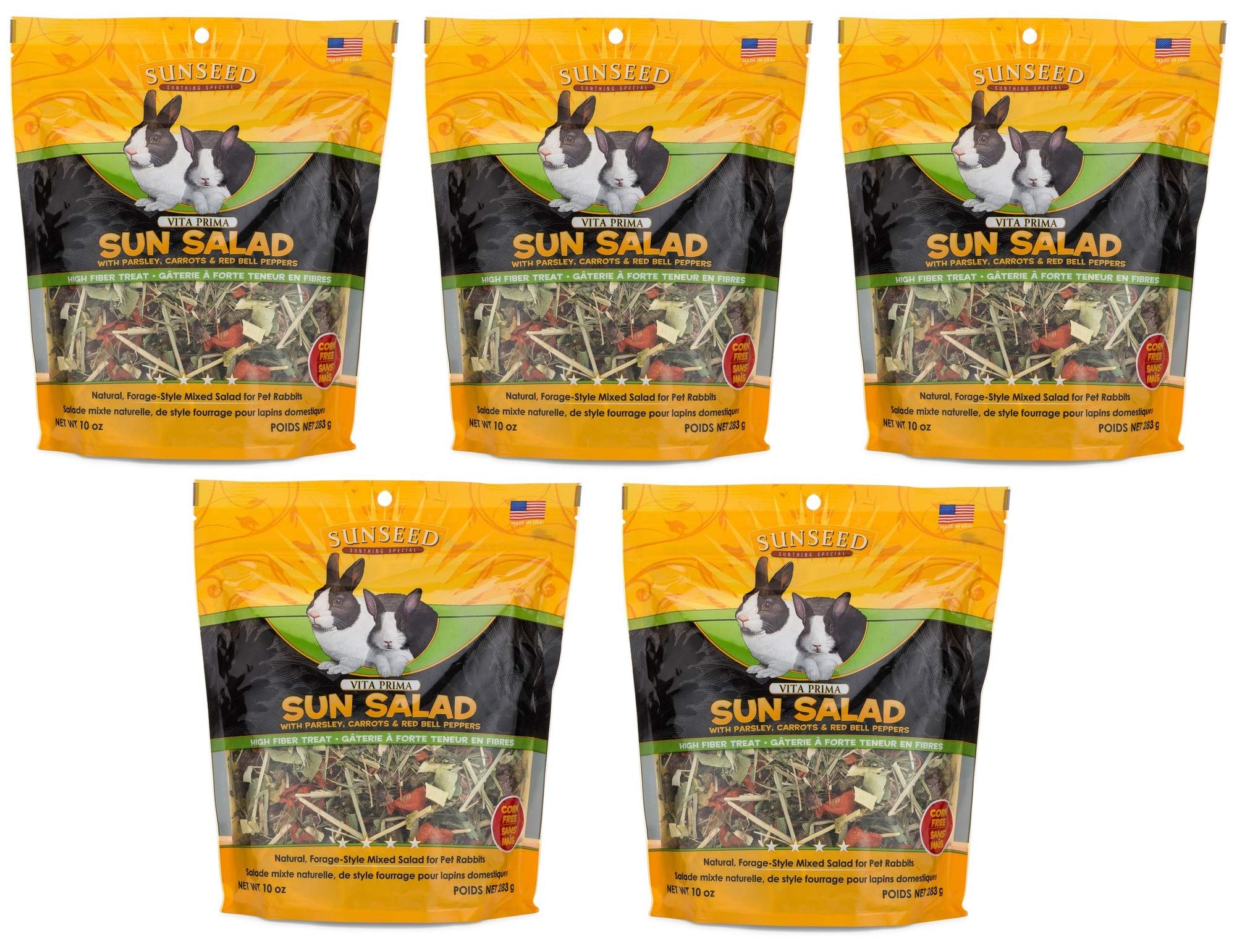 Ensalada solar para conejos Sunseed, paquetes de 5 bolsas, snack natural para enriquecer la ración.