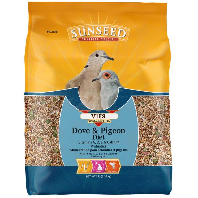 Sunseed Vita Sunscript Dove Pigeon, cuenco con alimento, favorece consumo sabroso