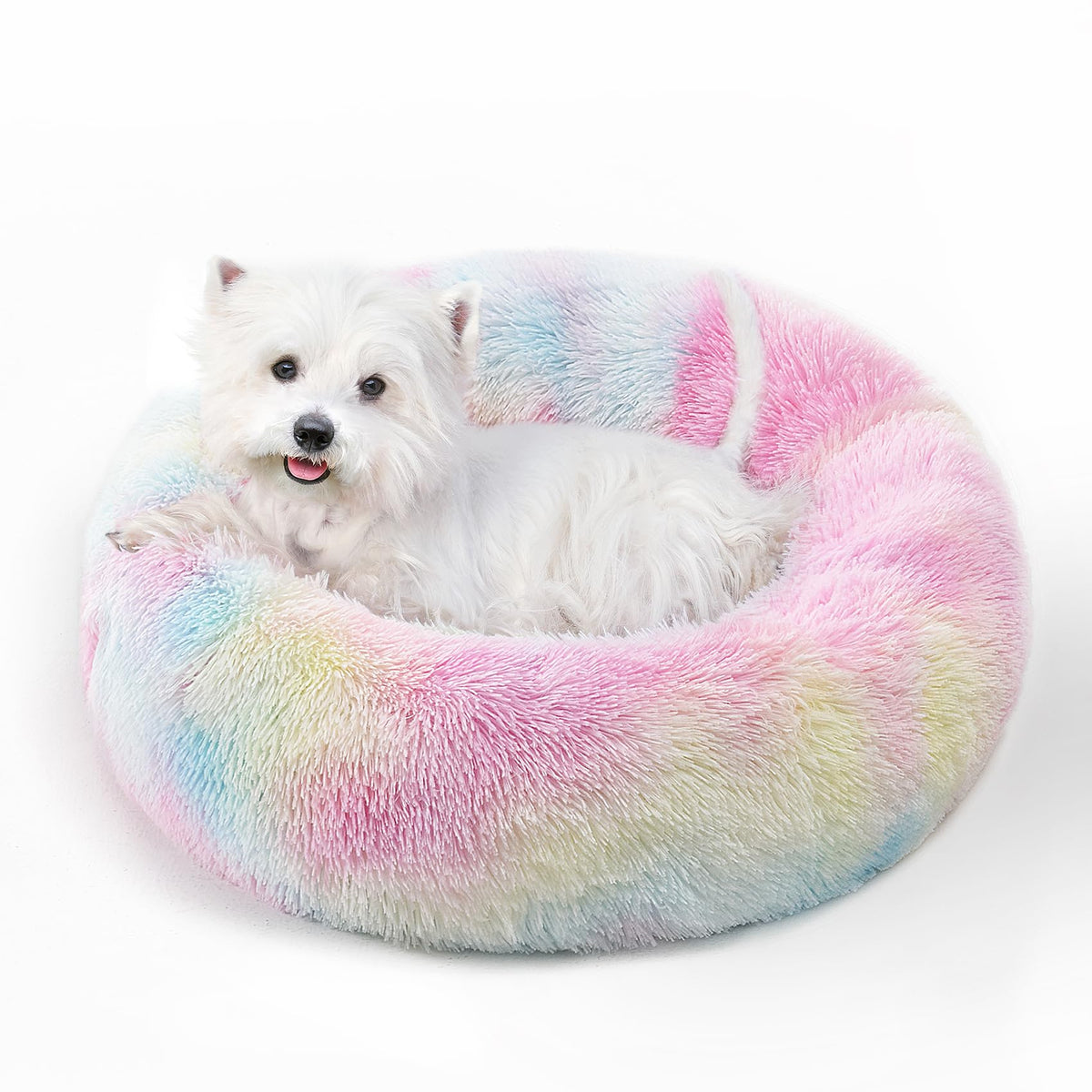 Cama SunStyle Home para mascotas arcoíris, refugio suave para dormir
