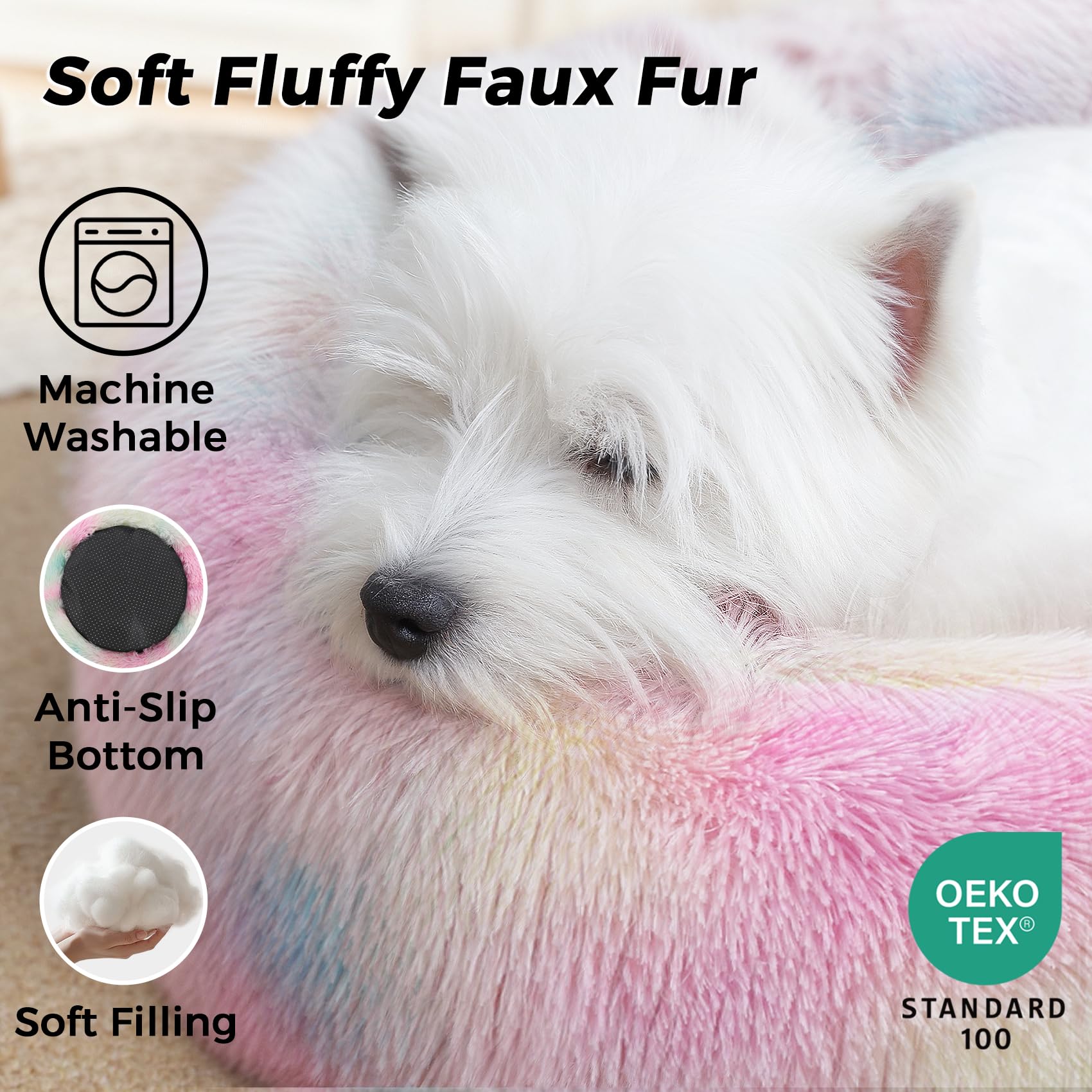 Cama de felpa duradera SunStyle Home con diseño donut