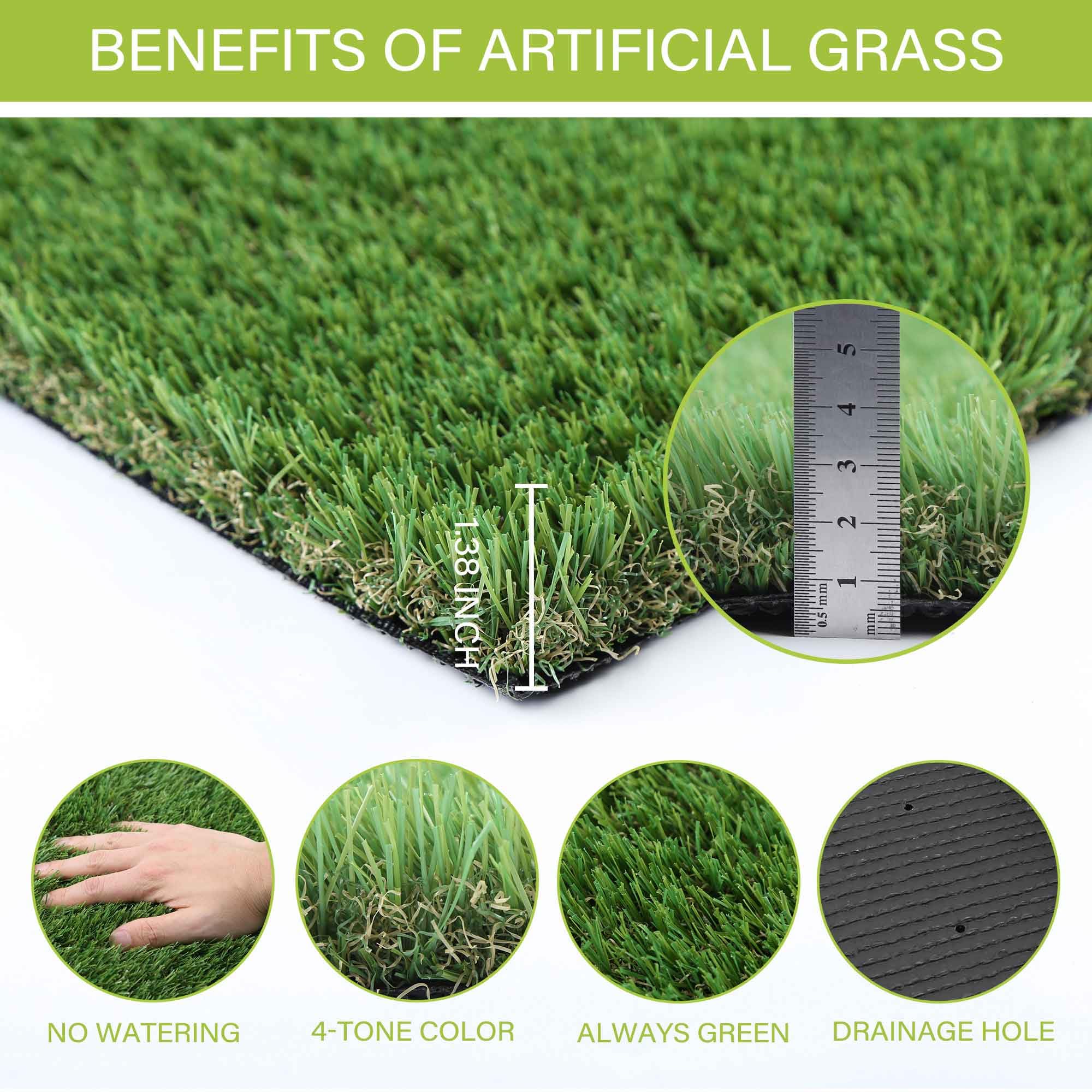 SunTurf drenaje rápido en césped artificial para mascotas, fácil limpieza