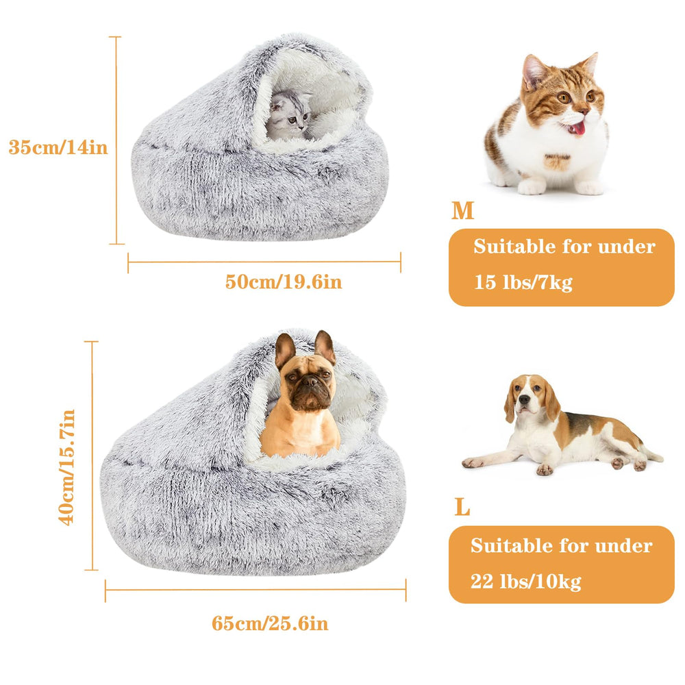 Cama SUOXU en forma de nido rosquilla con capucha para seguridad y confort.