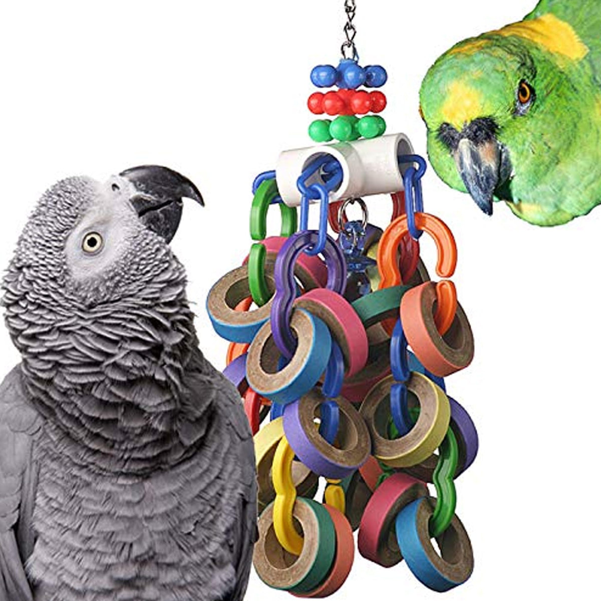 Super Bird Creations Cascada de Bagels para aves grandes, juego activo y colorido.
