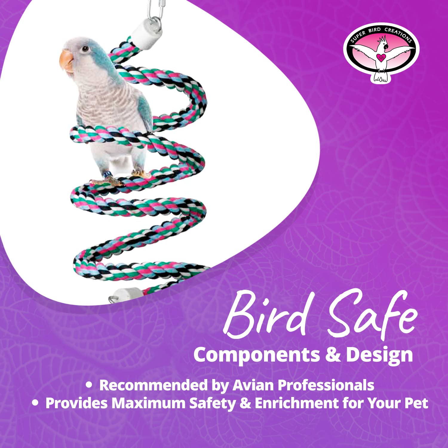 SB324 de Super Bird Creations, diseño seguro y duradero para aves.