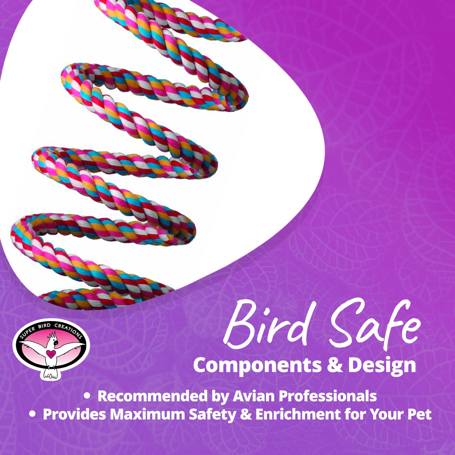 SB325 de Super Bird Creations: componentes seguros para aves, enfoque en bienestar y diversión.