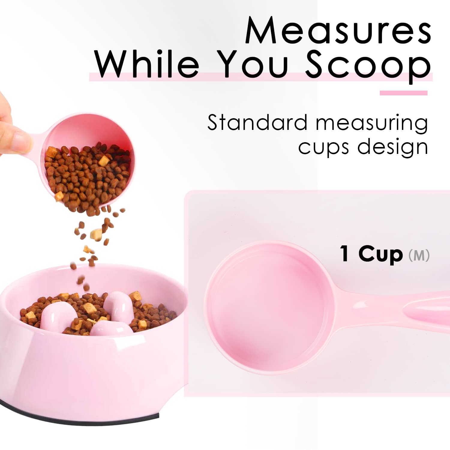 Super Design Cuchara Medidora 1 taza para gatos, rosa, fácil de limpiar.