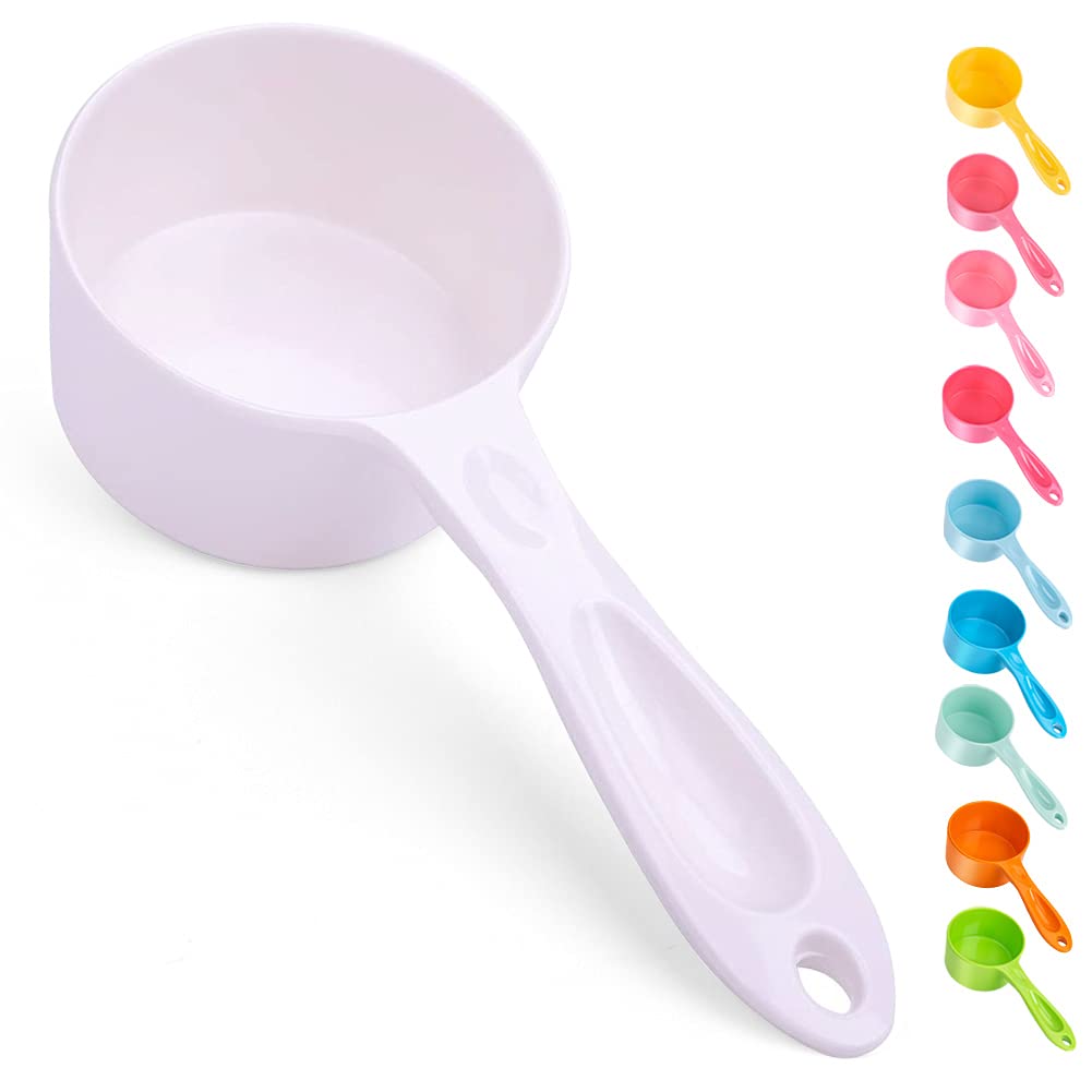 Super Design Cucharón 1 taza para alimento de mascotas, mide porciones con precisión.