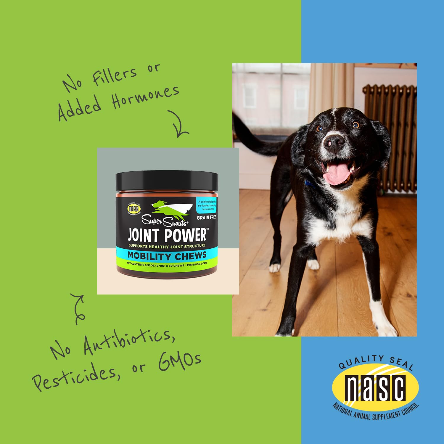 Super Snouts Joint Power: uso diario para perros y gatos con movilidad.
