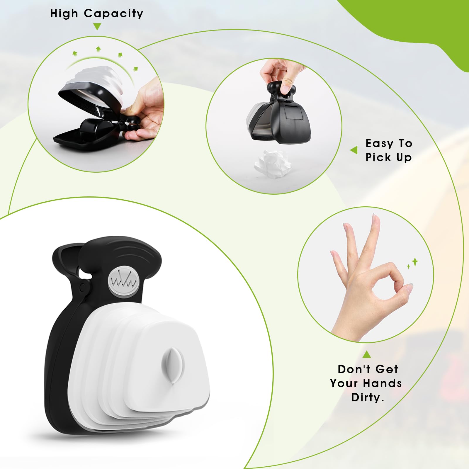 Bolsa integrada de Super Design para una solución limpia durante caminatas.