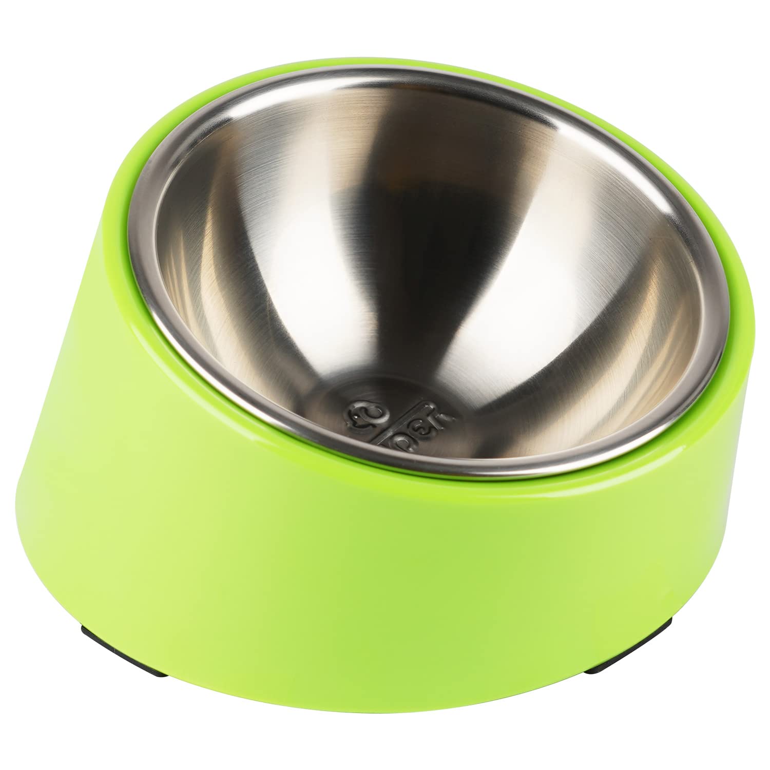 SuperDesign tazon inclinado verde para perros pequenos mejora la comodidad al comer