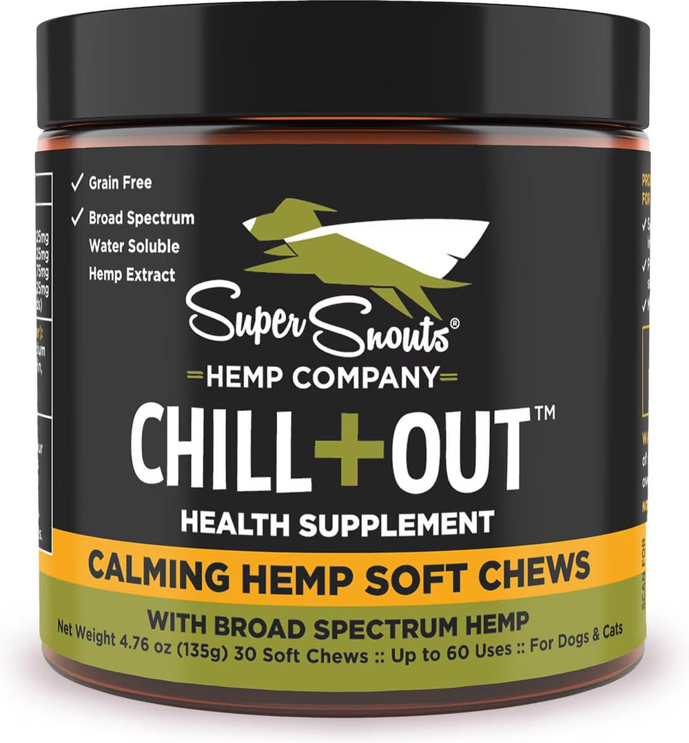 Envase de Super Snouts Chill + Out para perros y gatos, fácil de almacenar