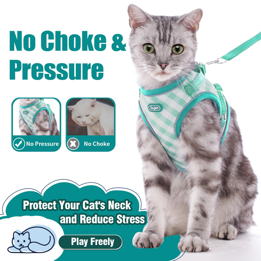 Arnés Supet para gato, diseño ergonómico en malla y distribución del tirón.
