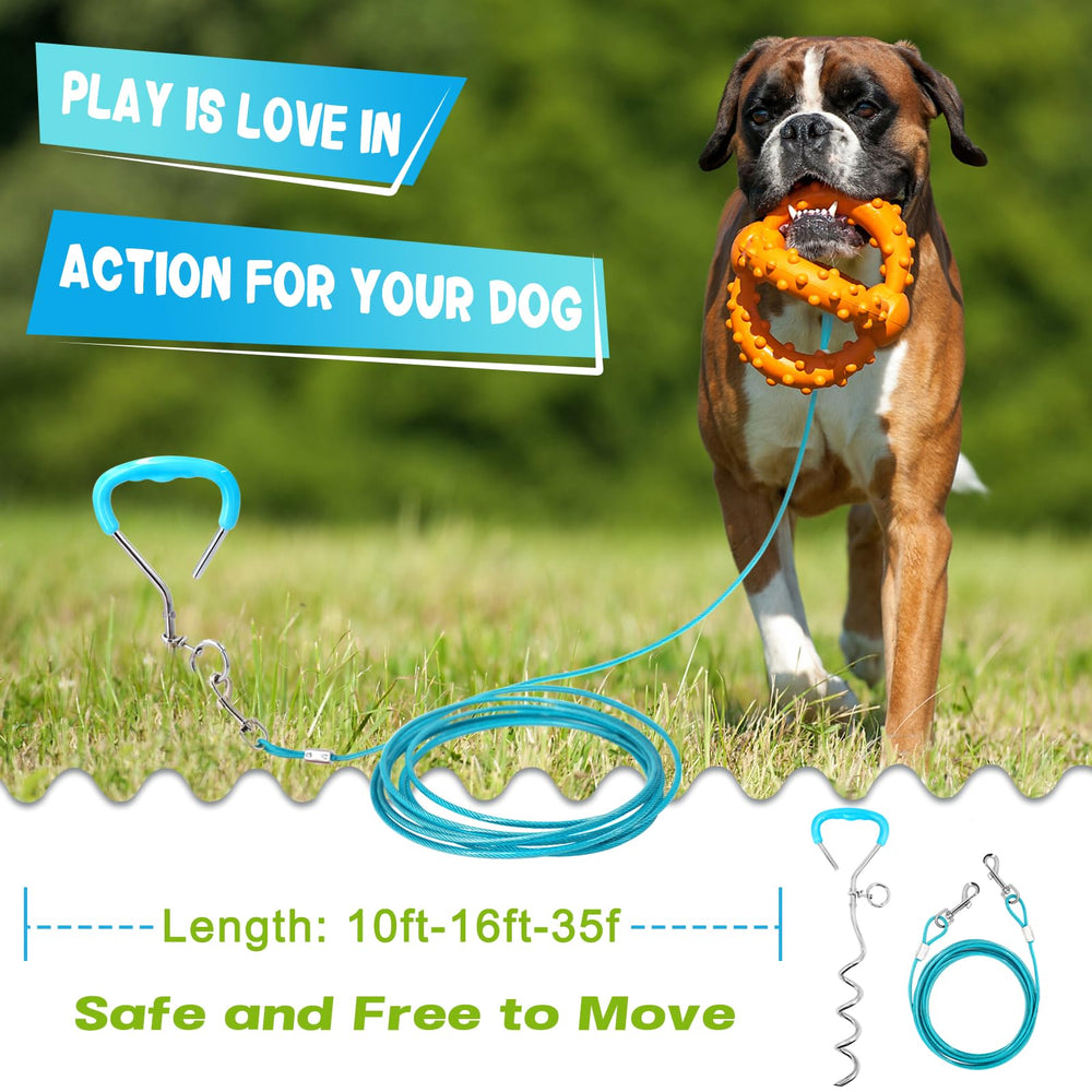 Supet cable para perros de 16 pies, uso en jardín con seguridad.