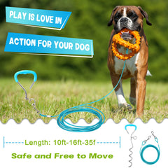 Supet cable para perros de 16 pies, uso en jardín con seguridad.