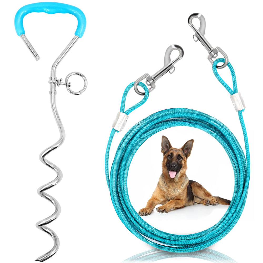Supet cable de tiro para perros de 32 pies en acción, libertad al aire libre.