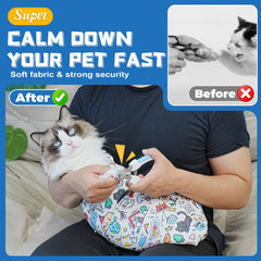 Supet Cat Grooming Wrap para higiene dental facilita cepillado de dientes de forma segura.