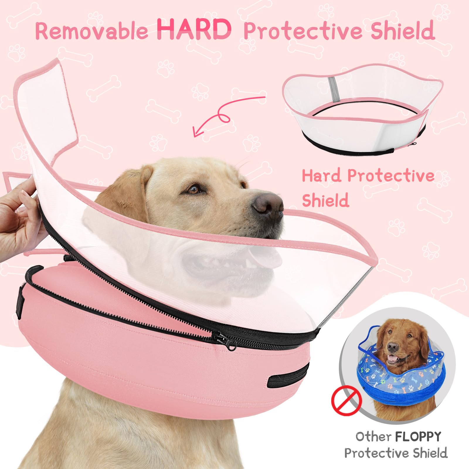 Supet collar donut inflable, funda removible, limpieza sencilla.