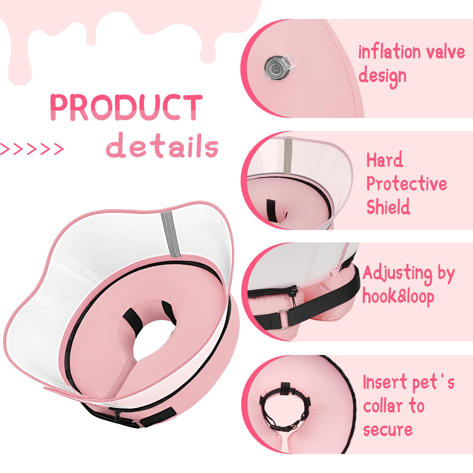Supet collar donut inflable, disponible en tallas S, M y L.