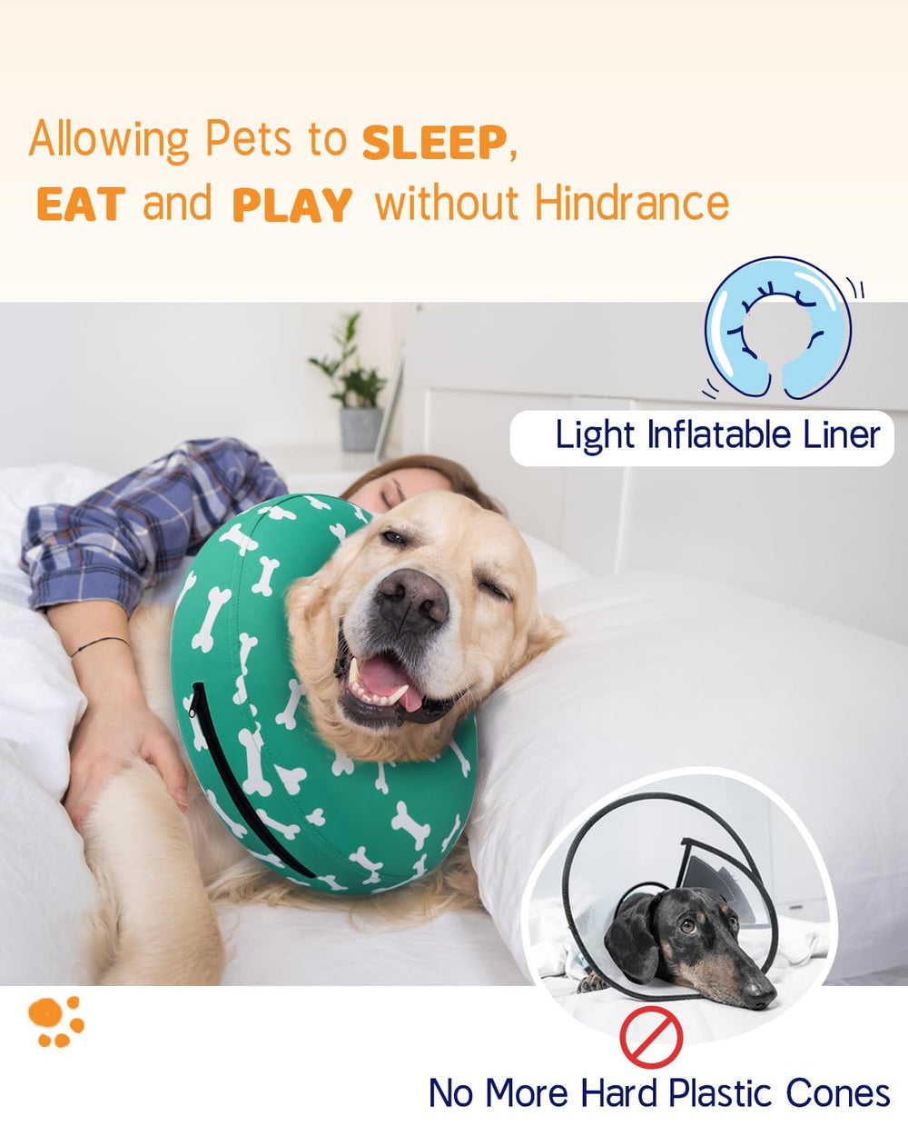 Supet collar inflable exterior antiadherente, fácil de limpiar tras uso