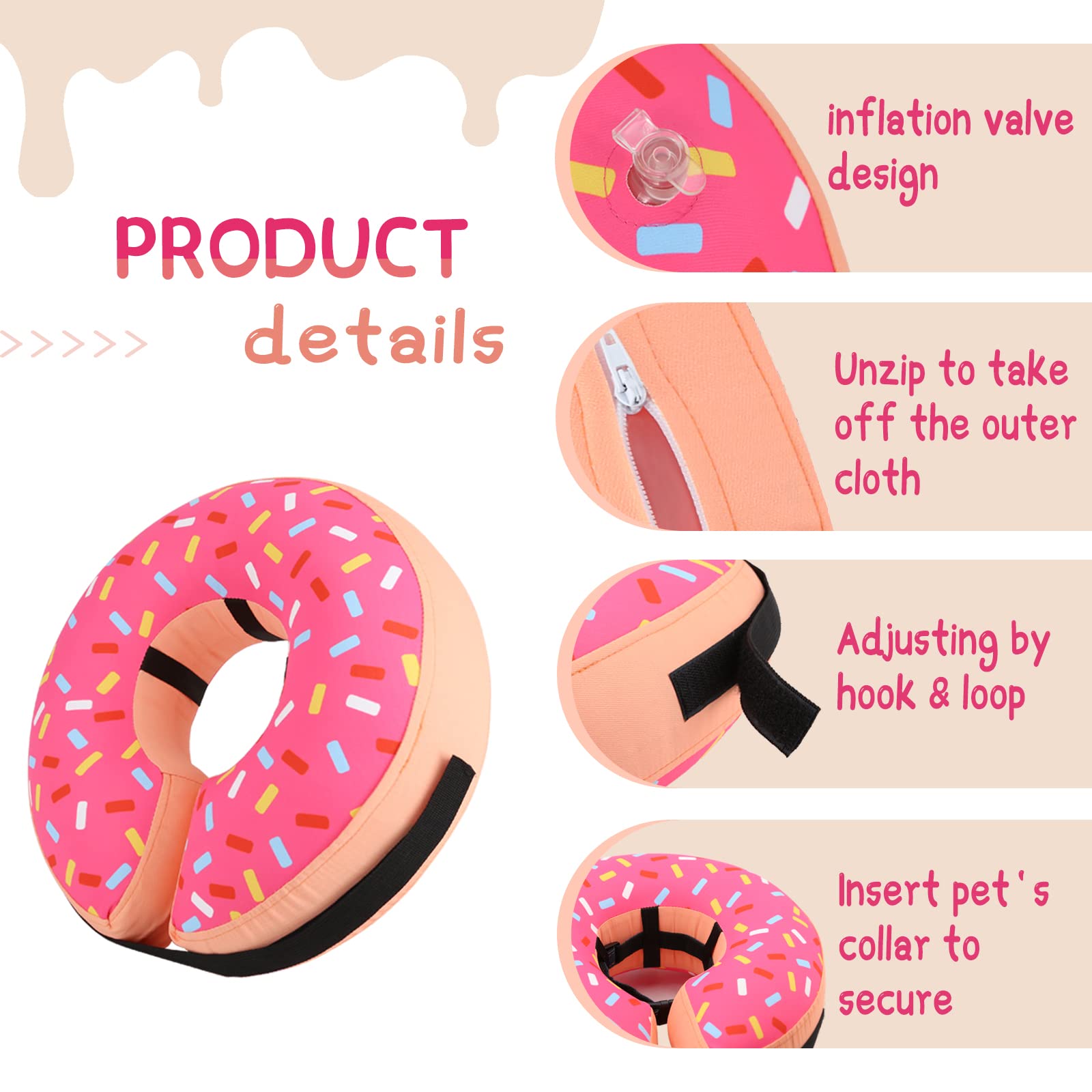 Supet collar inflable, funda desmontable, limpieza fácil