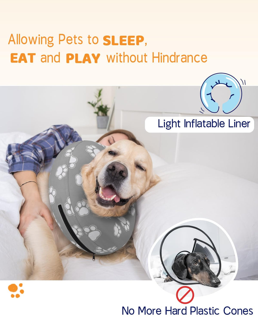 Supet collar inflable ofrece ajuste seguro sin bloquear la visión del animal