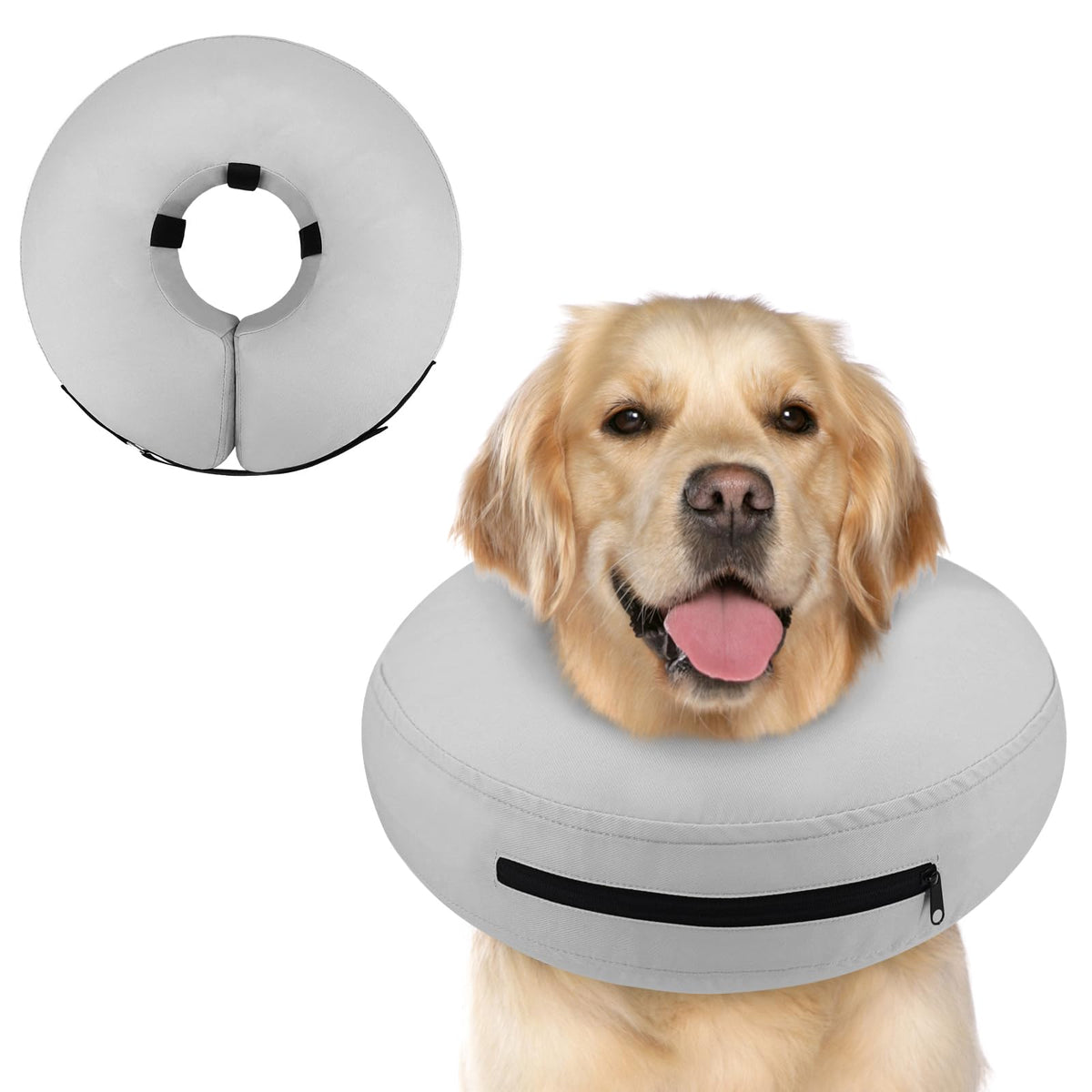 Supet collar inflable en forma de dona para perro, protección suave postoperatoria.