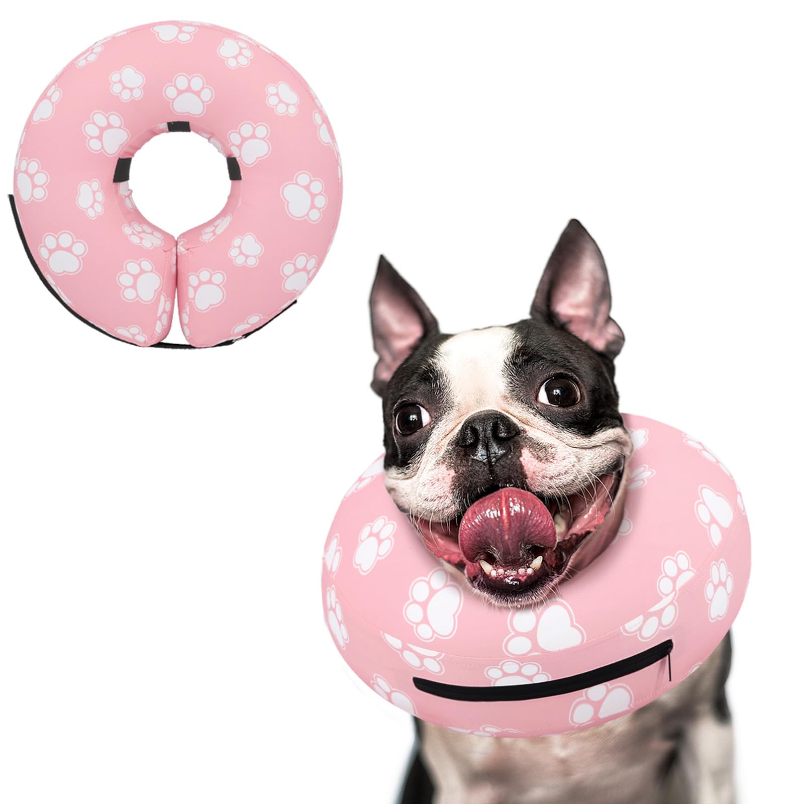 Supet collar inflable en forma de dona protege la zona operada del perro.