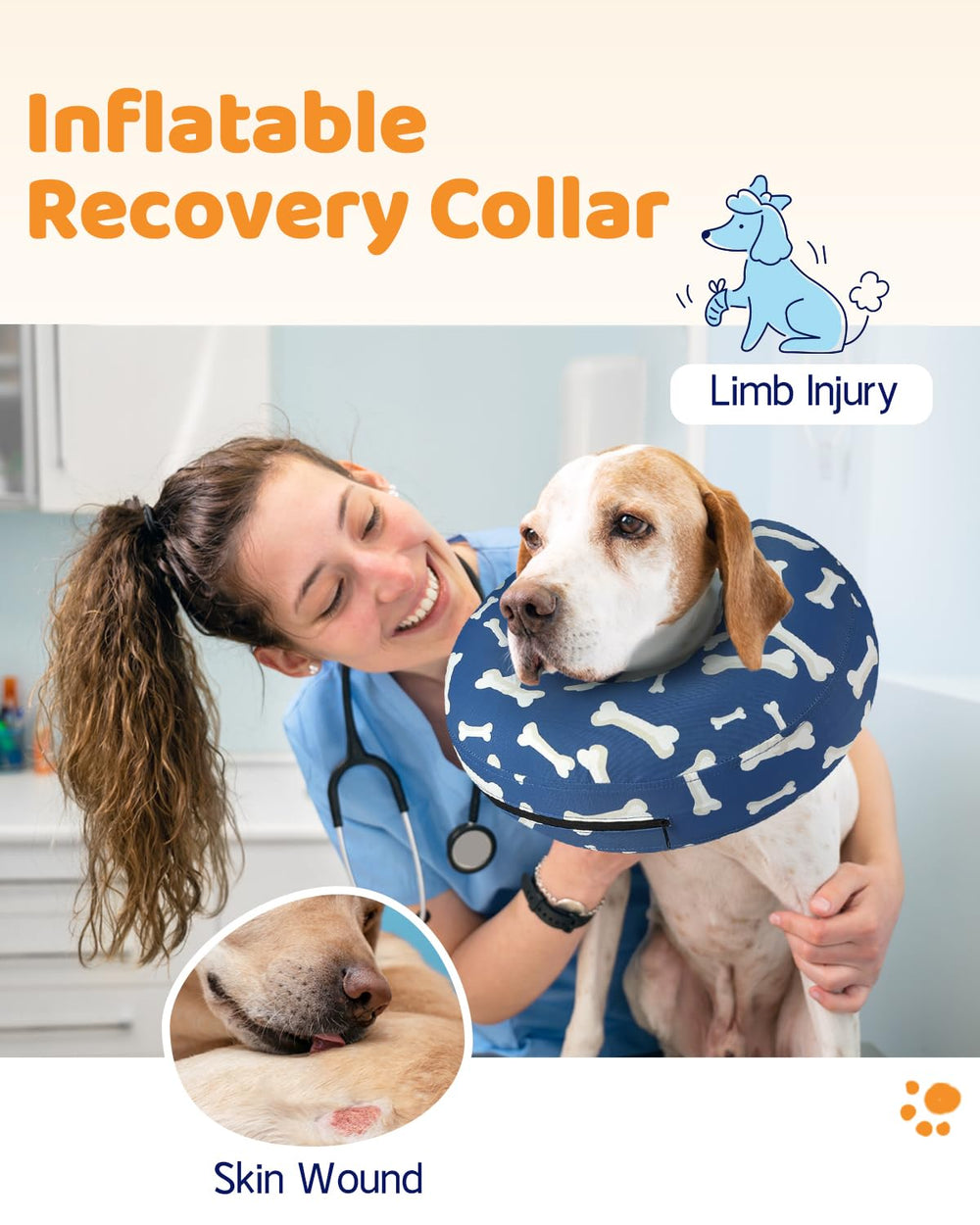 Supet collar inflable para perro mediano: diseño ligero que permite visión y movilidad