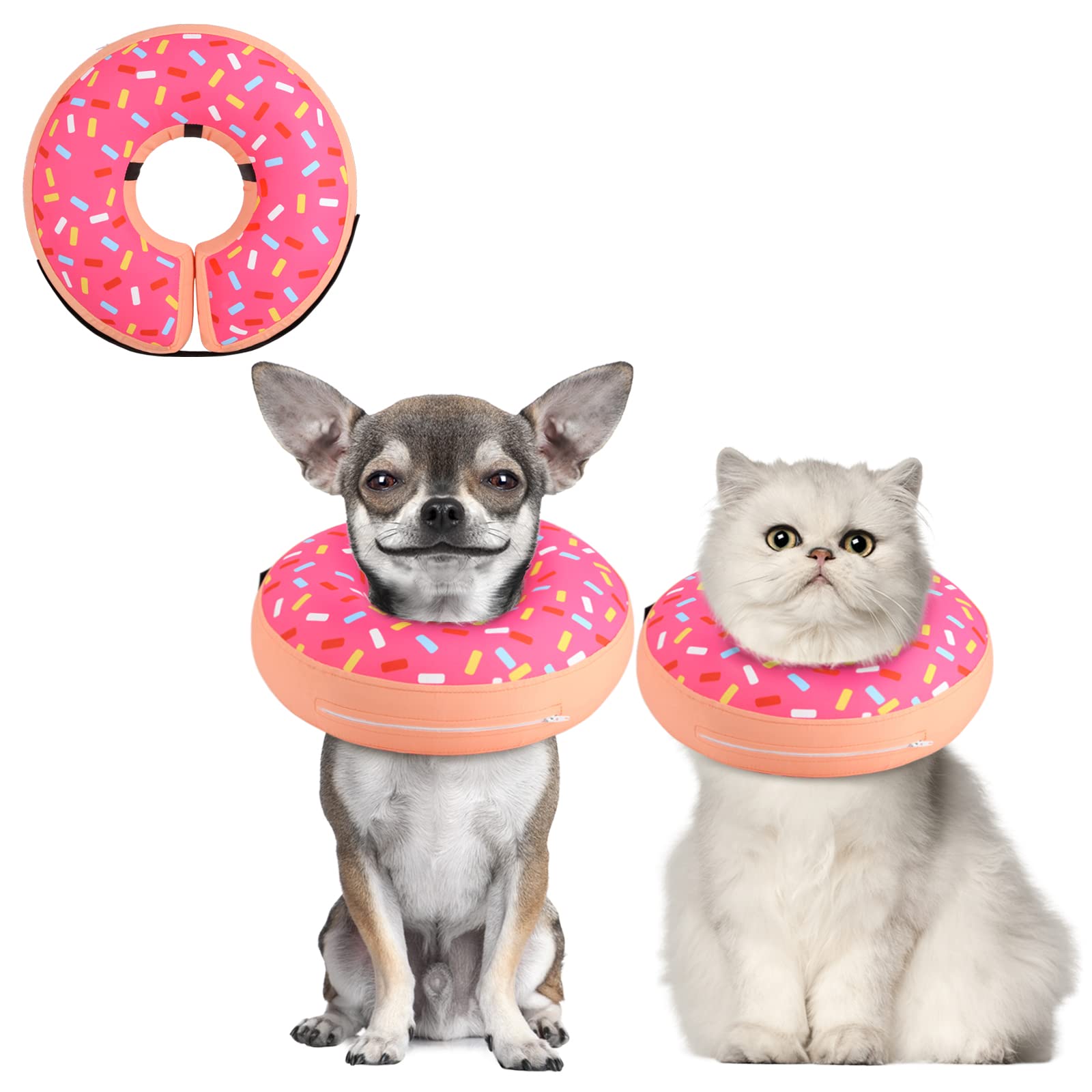 Supet collar inflable para perro pequeño, vista frontal, evita lamer zonas sensibles