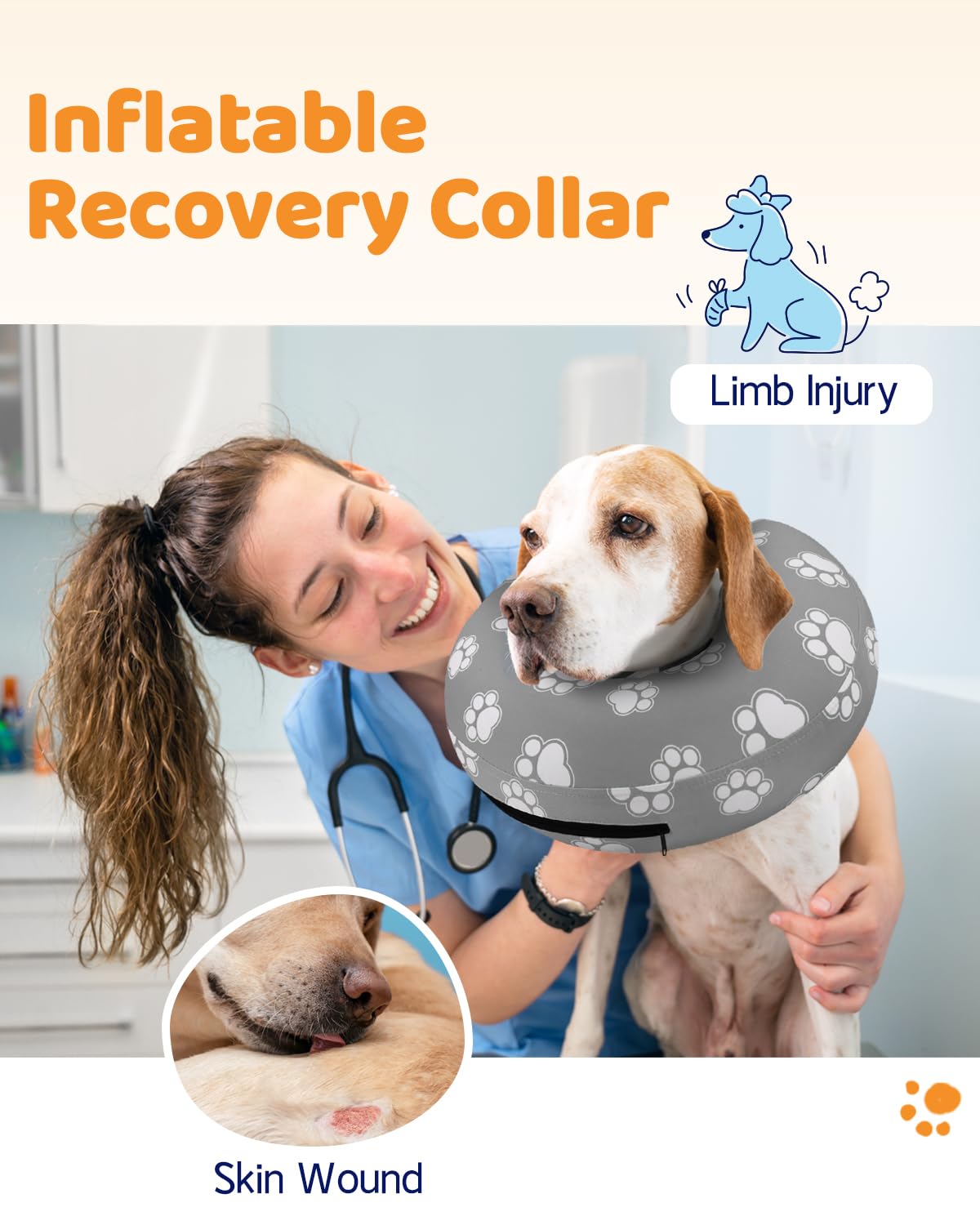 Supet collar inflable con tejido antiadherente facilita limpieza y mantenimiento