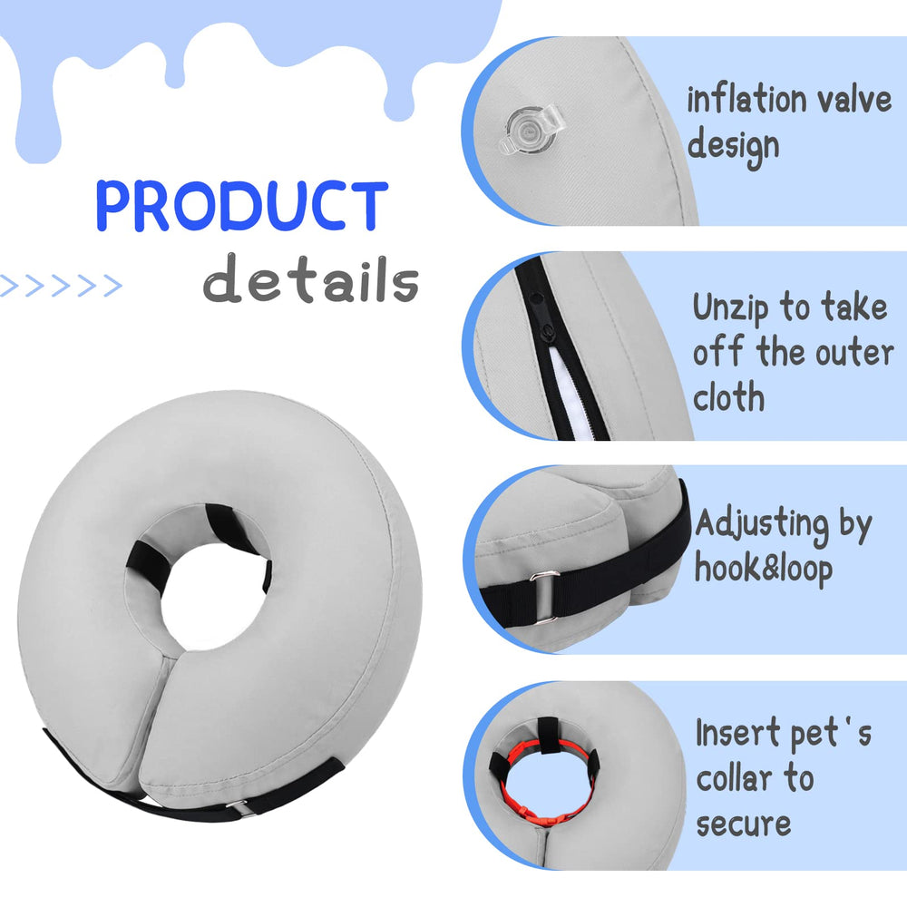 Supet collar inflable para uso práctico en casa y paseo supervisados.