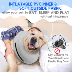 Supet collar inflable con tejido antiadherente facilita limpieza y reduce pelos.