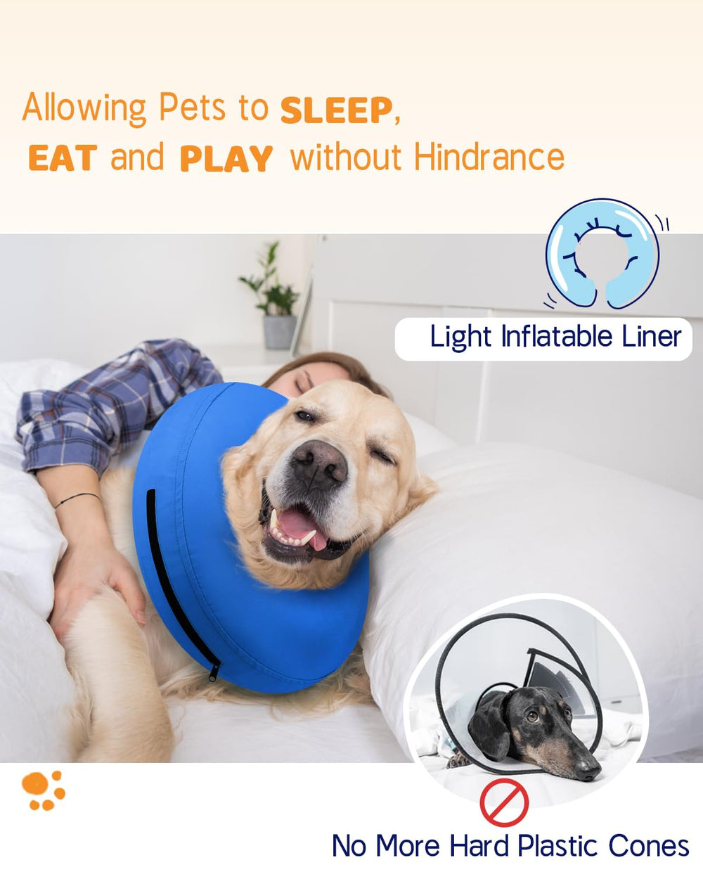 Supet collar inflable rosquilla funda antiadherente facilita la limpieza y reduce pelos