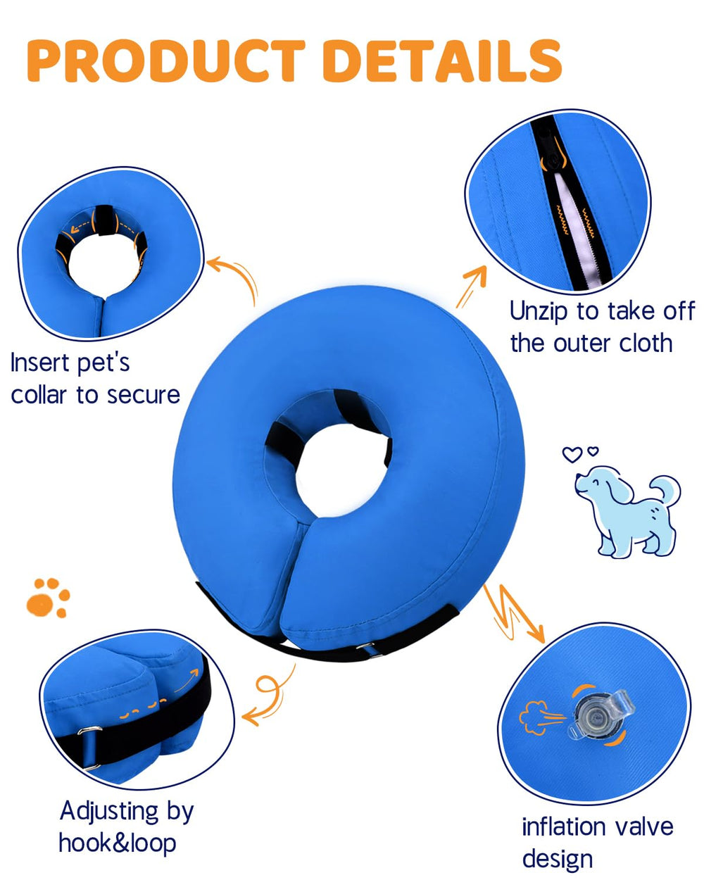 Supet collar inflable rosquilla adecuado para perros medianos y grandes