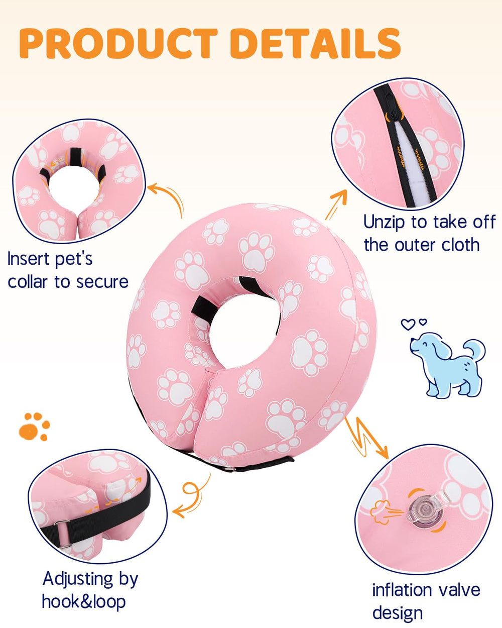 Supet collar inflable apto para perros de todas las tallas.