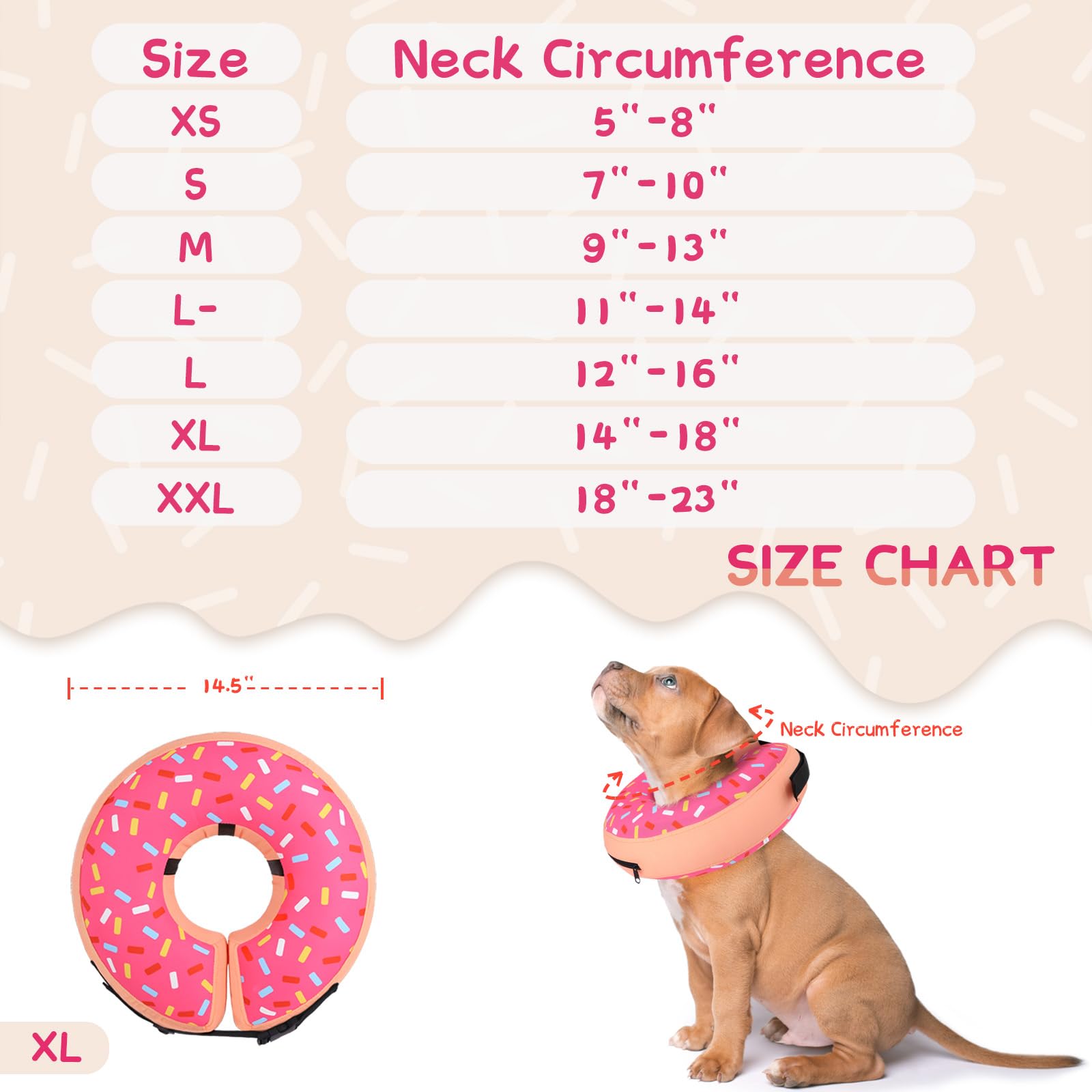 Supet collar inflable se adapta a diferentes tamaños para perros pequeños, medianos y grandes.