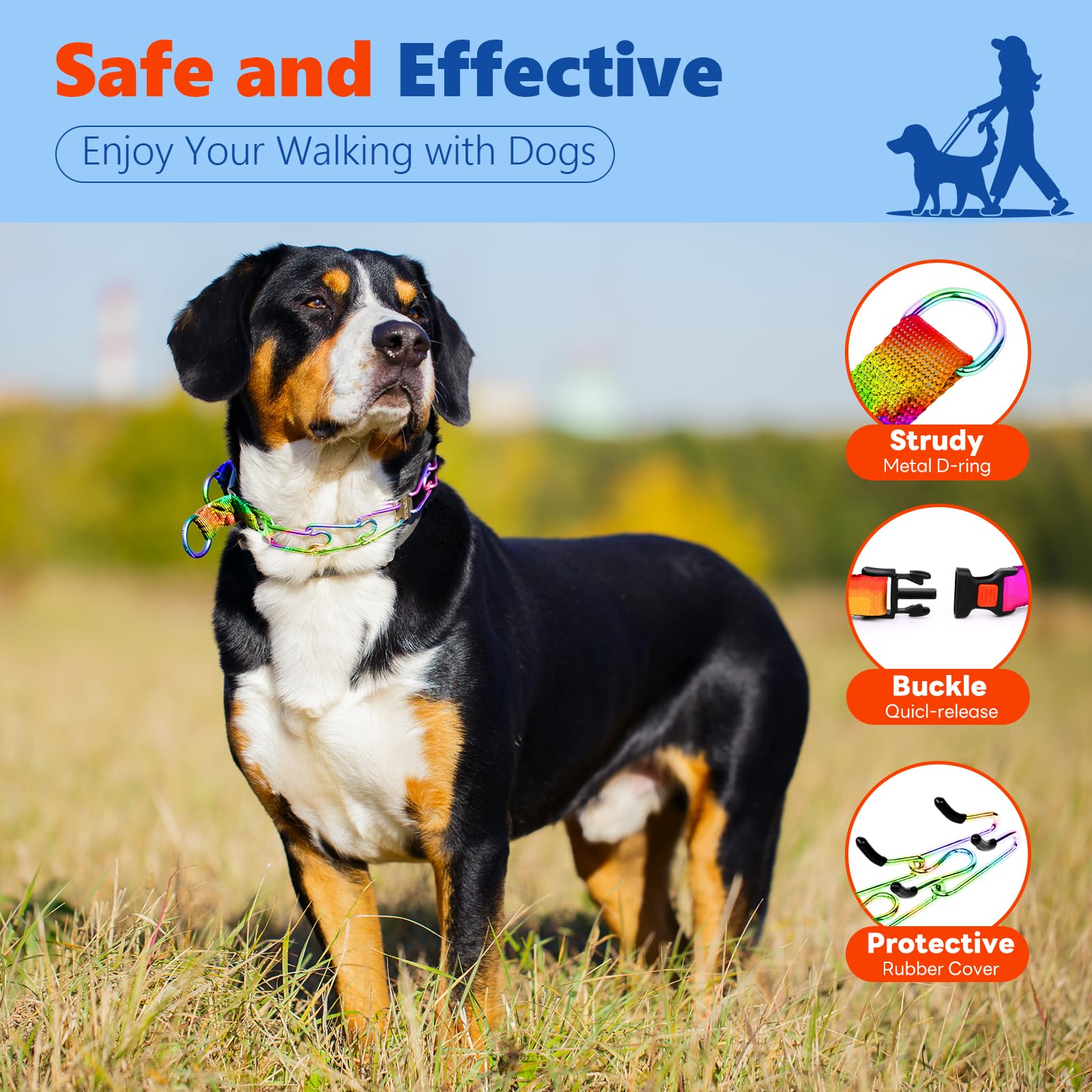 Supet collar prong para perro, ajuste mediano, entrenamiento seguro y directo.