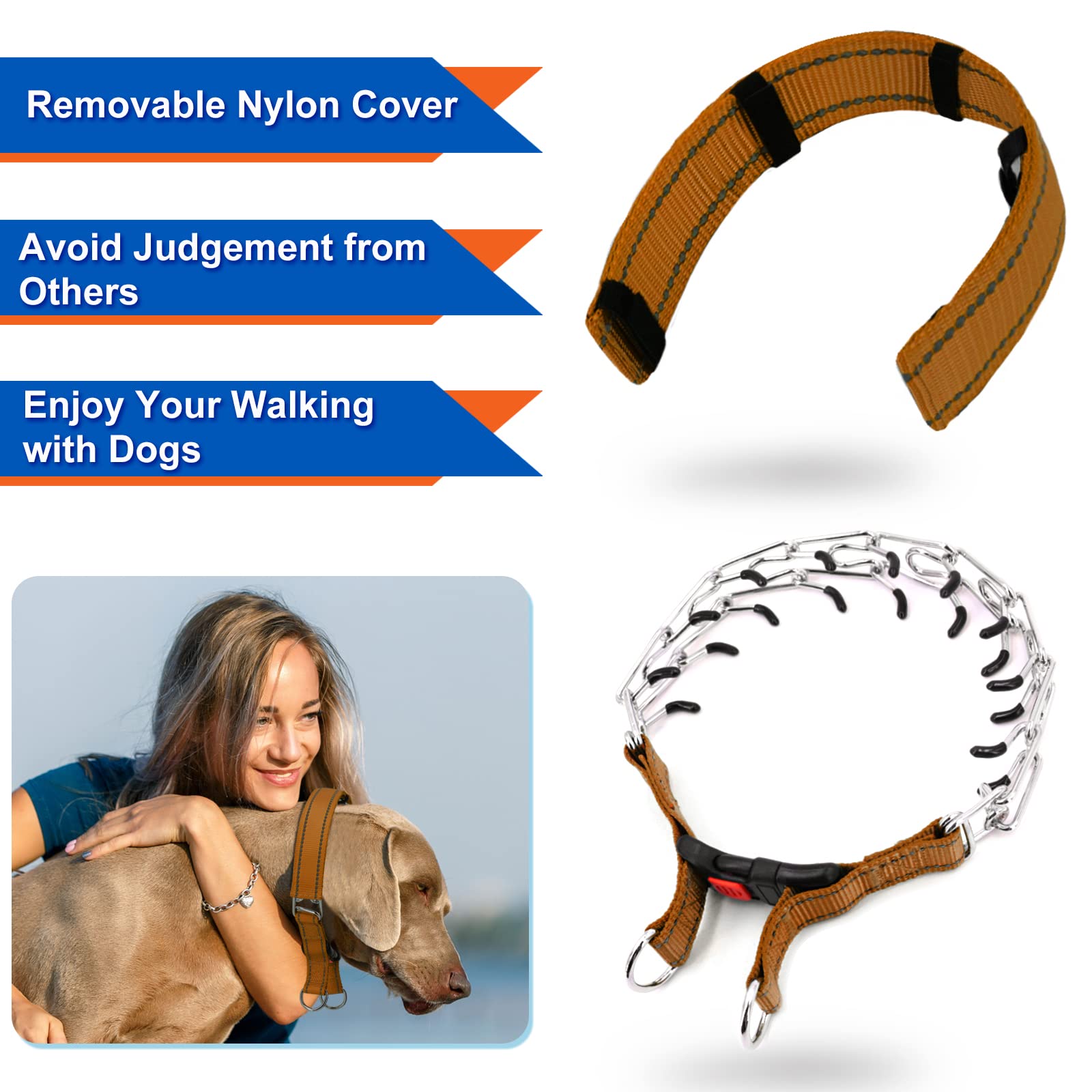 Supet collar de púas para perros, puntas de goma para mayor comodidad