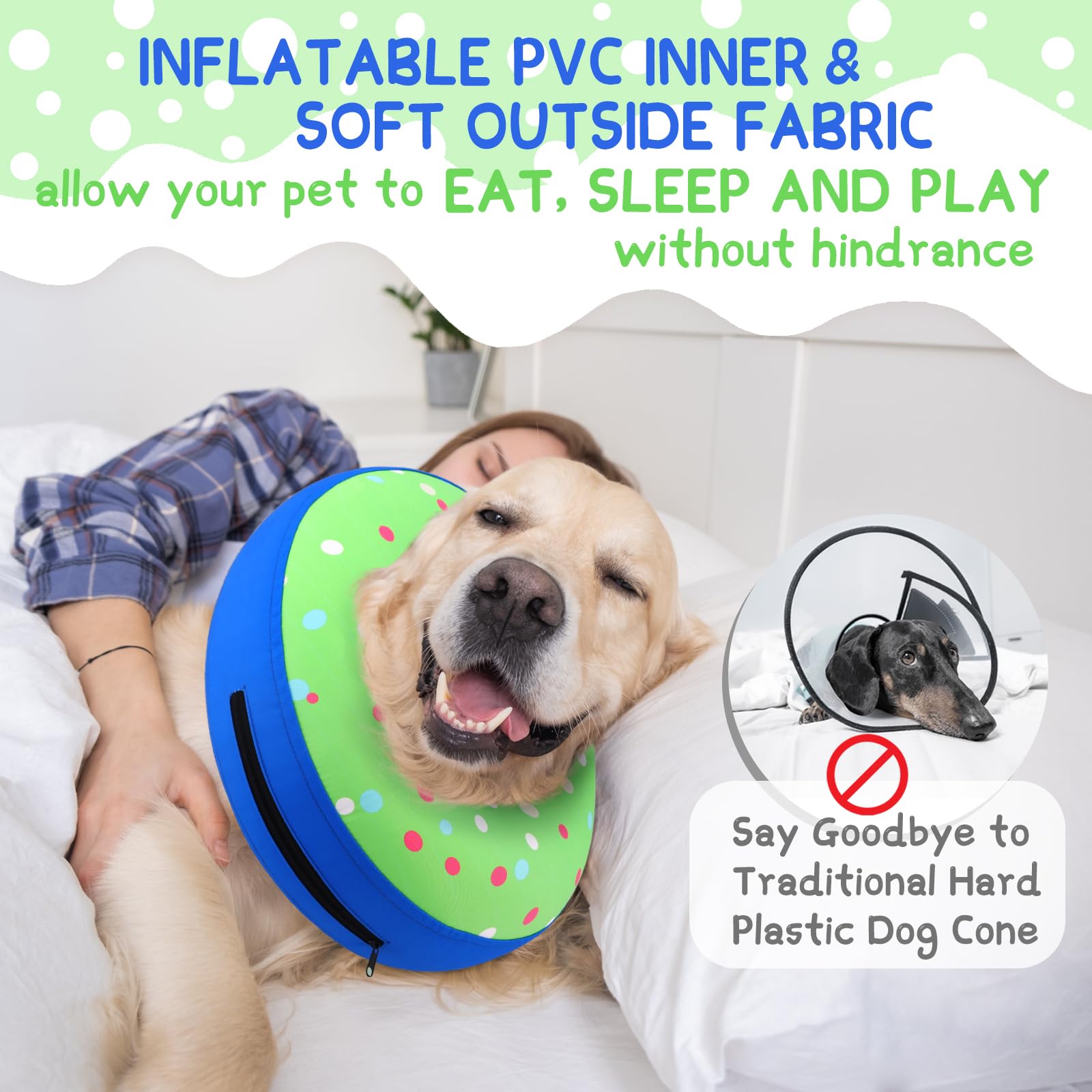 Cono inflable ligero Supet, no obstruye la visión del perro